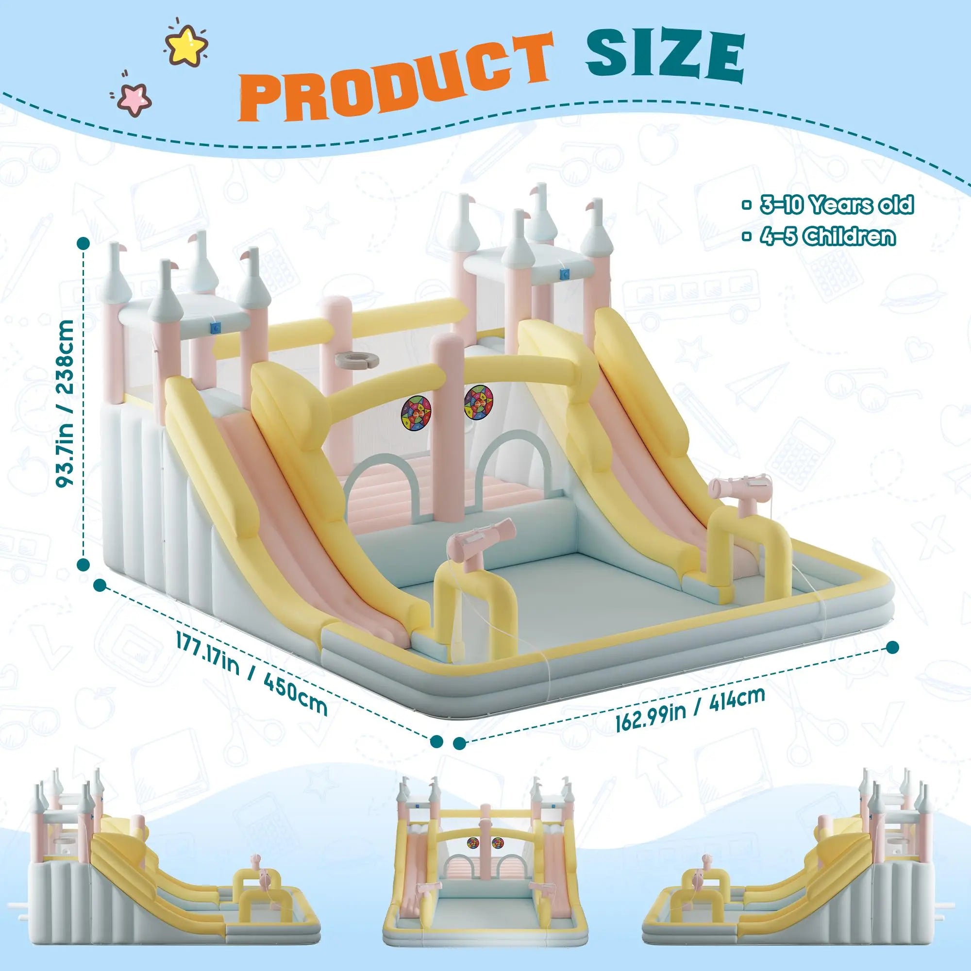 Inflatable Bounce House with Slide for Kids