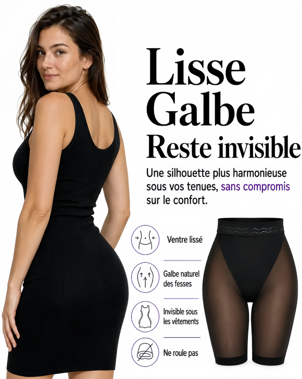 Shorty gainant ventre plat Invisible & Galbe fesses