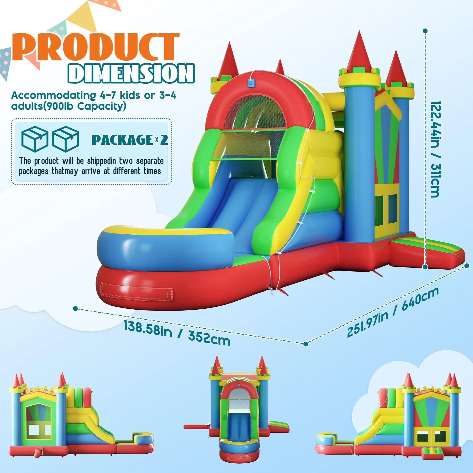 Inflatable Bounce House with Slide for Kids