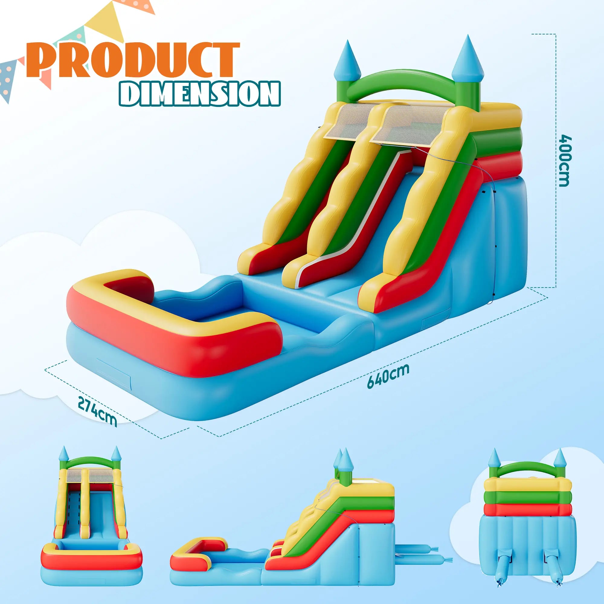 Inflatable Bounce House with Slide for Kids