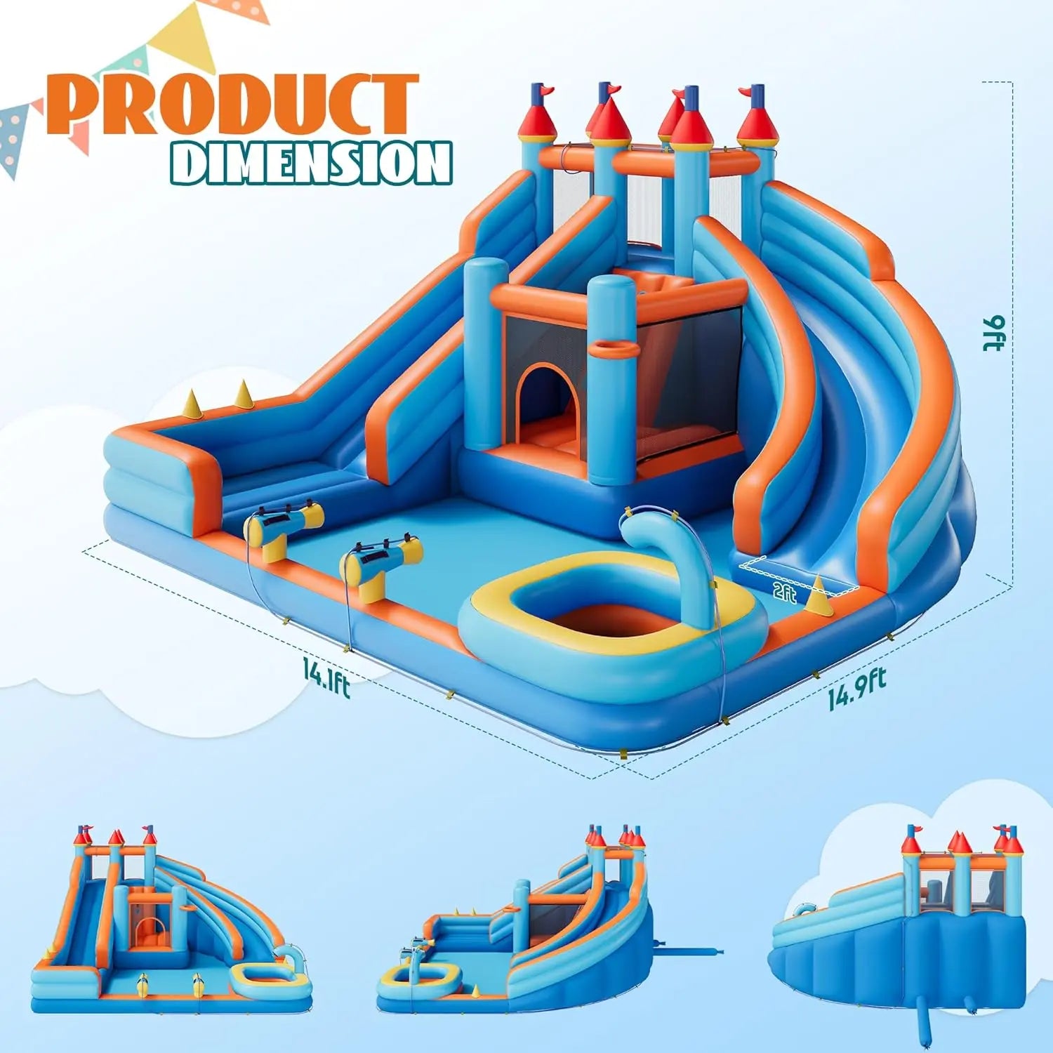 Inflatable Bounce House with Slide for Kids