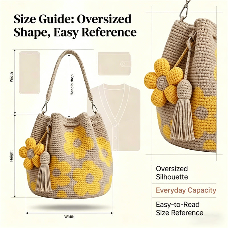 🌻 Handmade crochet bag with floral pattern – lightweight cotton blend, spacious & boho – perfect for summer & beach